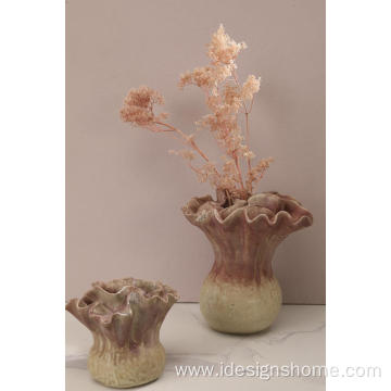 Flower Ceramic Vase Pink Vase for Living Room